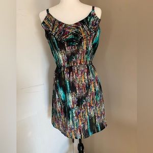 Multi coloured flow top mini dress